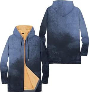 Mens Sherpa Hoodie Full-Zip Casual Fleece Hoodies Warm Winter Heavyweight Hooded
