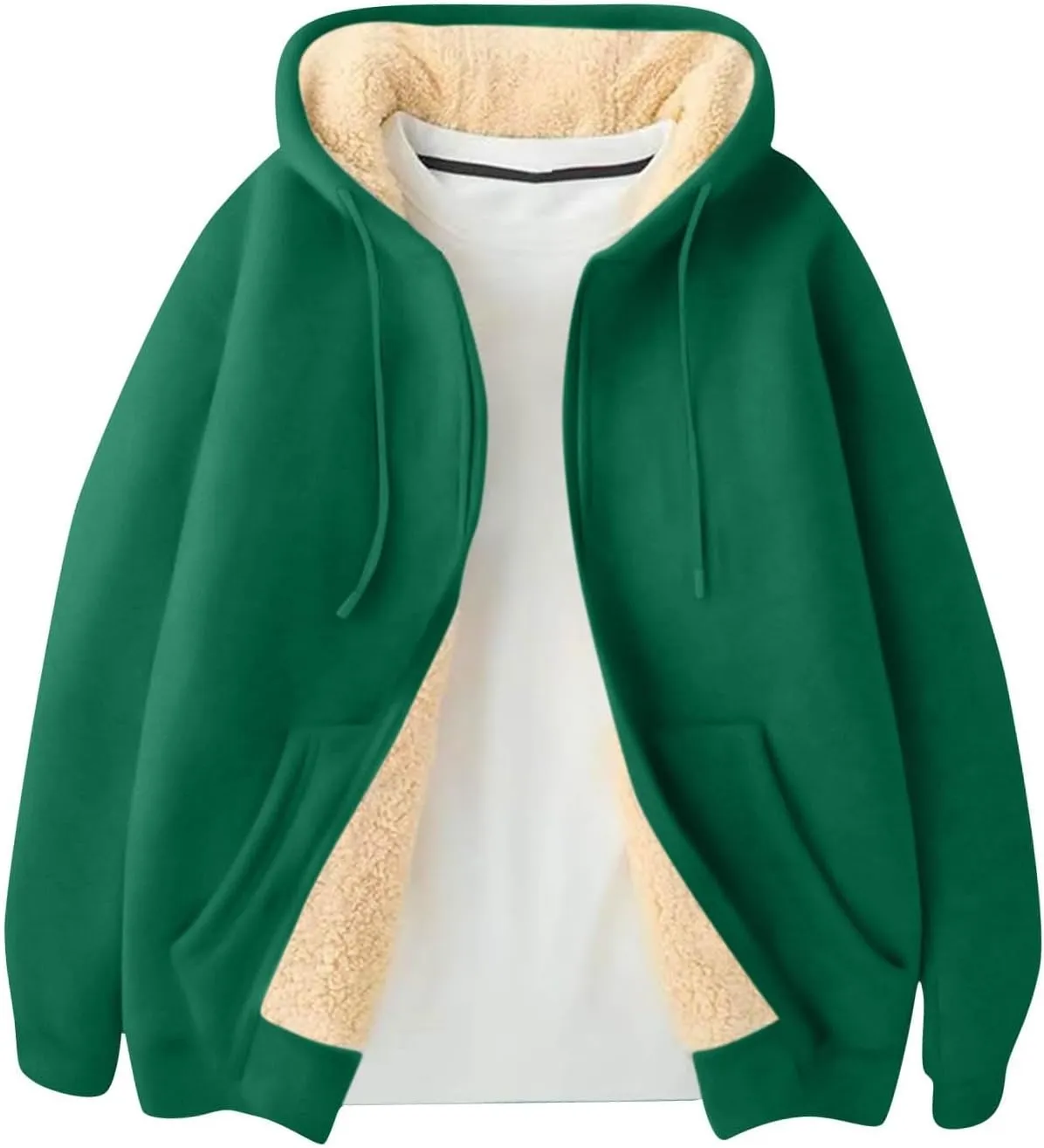 Mens Sherpa Hoodie Full-Zip Heavyweight Casual Sweatshirt Thermal Thick Fleece Hoodies