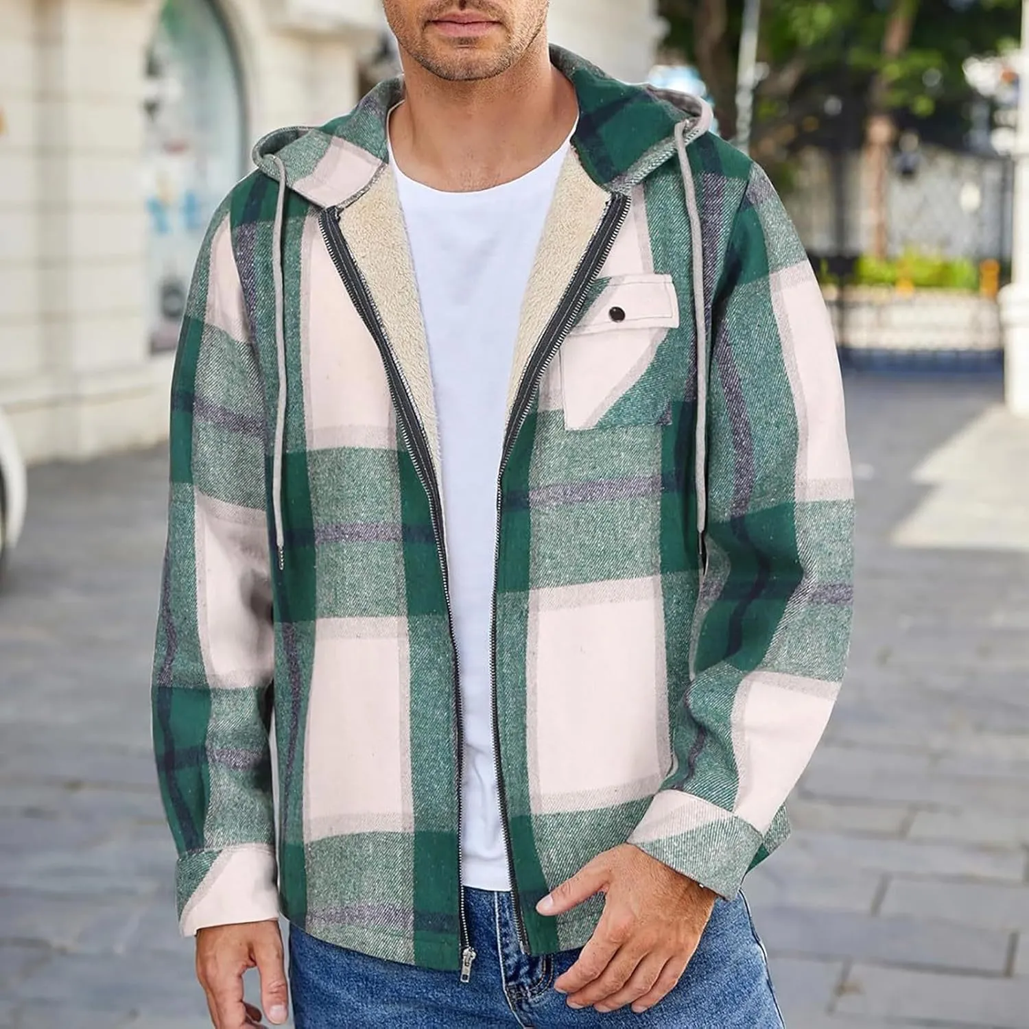 Mens Sherpa Hoodie Zip Up Fleece Thermal Hooded Heavyweight Warm Thick Hoodies