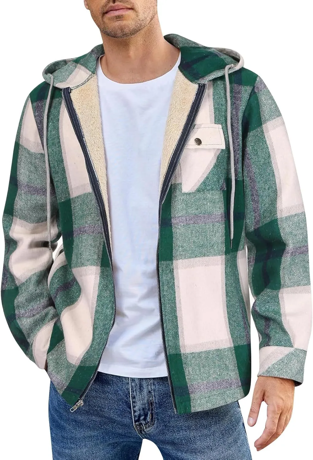 Mens Sherpa Hoodie Zip Up Fleece Thermal Hooded Heavyweight Warm Thick Hoodies