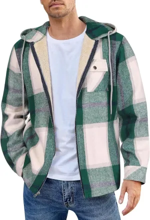 Mens Sherpa Hoodie Zip Up Fleece Thermal Hooded Heavyweight Warm Thick Hoodies