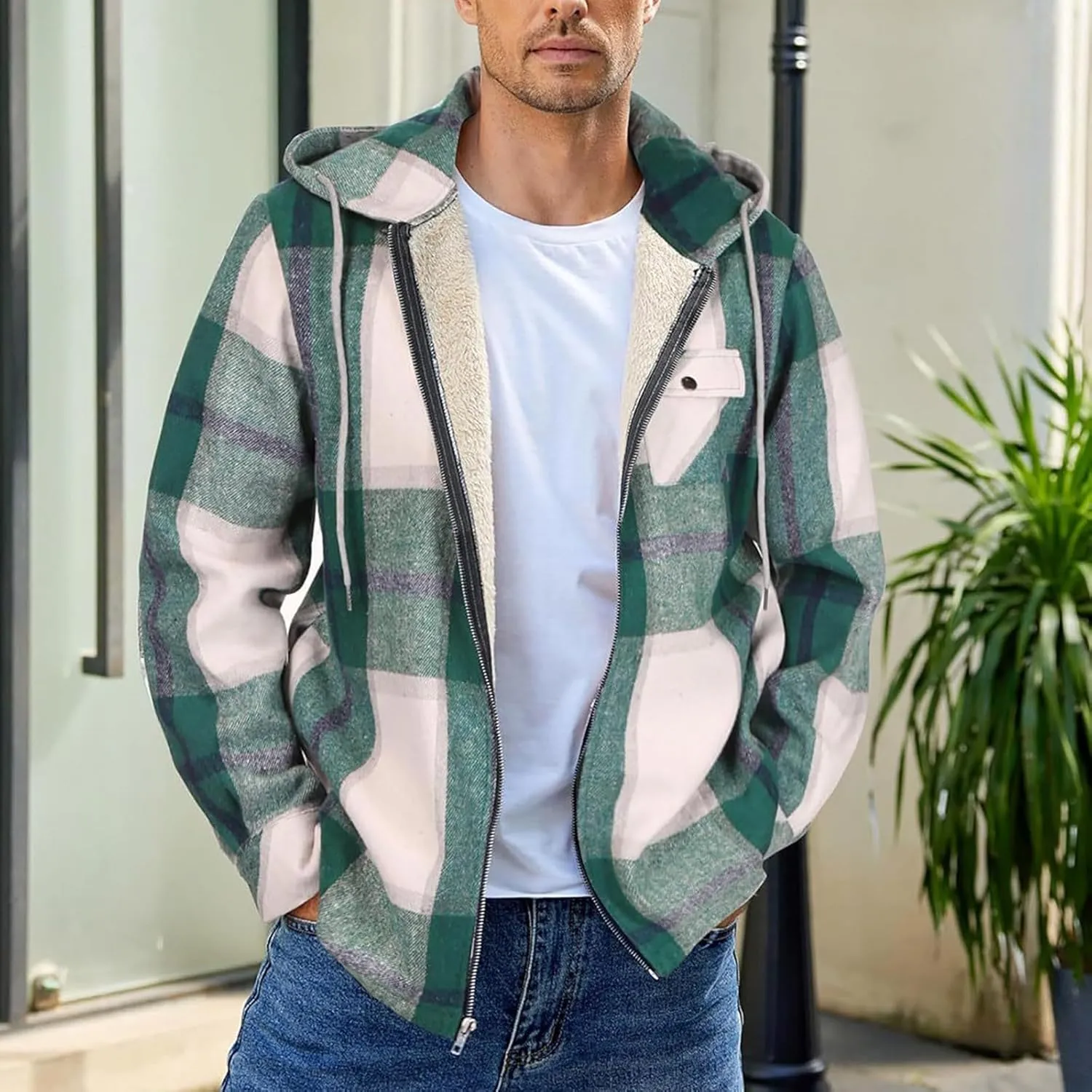 Mens Sherpa Hoodie Zip Up Fleece Thermal Hooded Heavyweight Warm Thick Hoodies