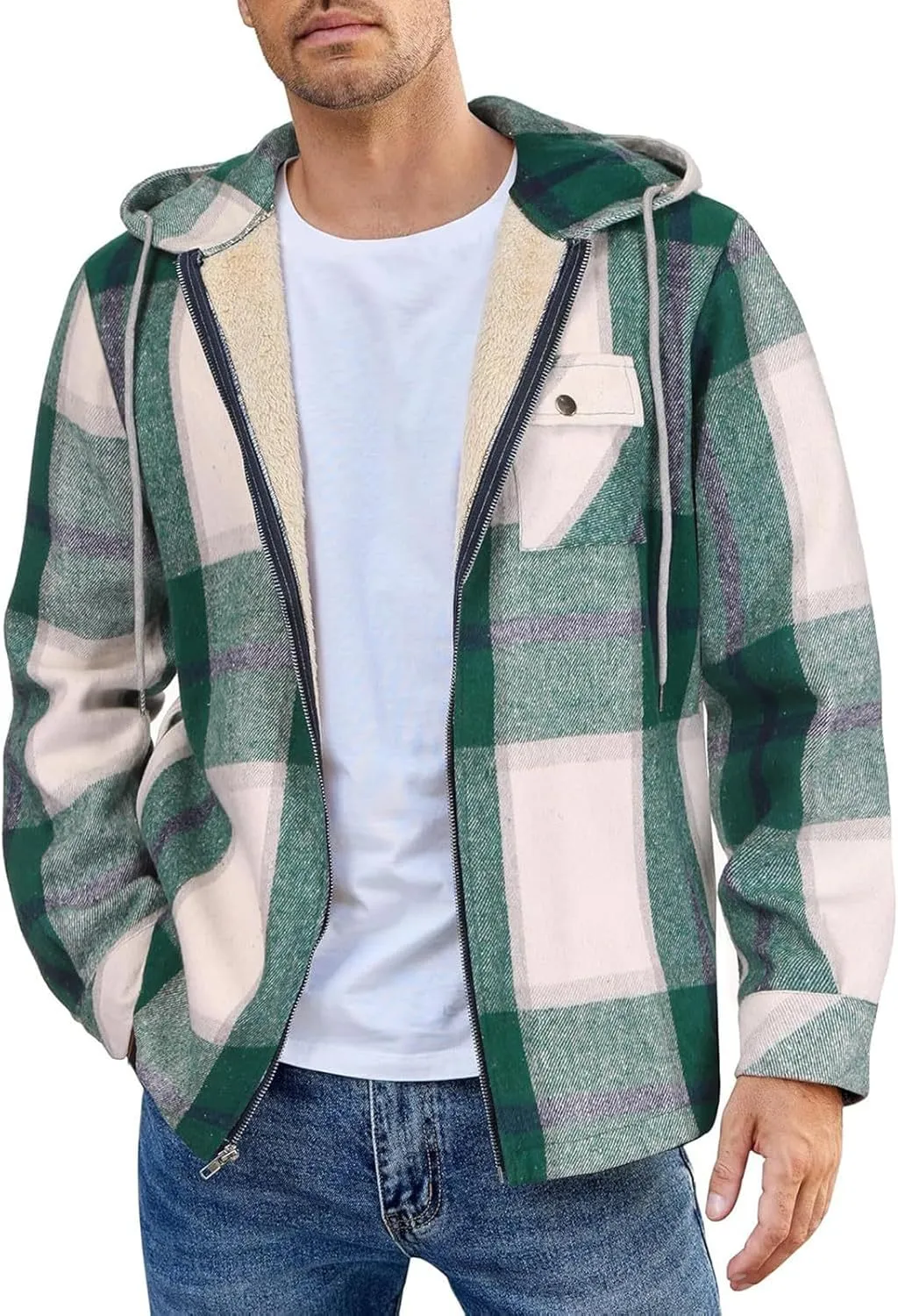 Mens Sherpa Hoodie Zip Up Fleece Thermal Hooded Heavyweight Warm Thick Hoodies