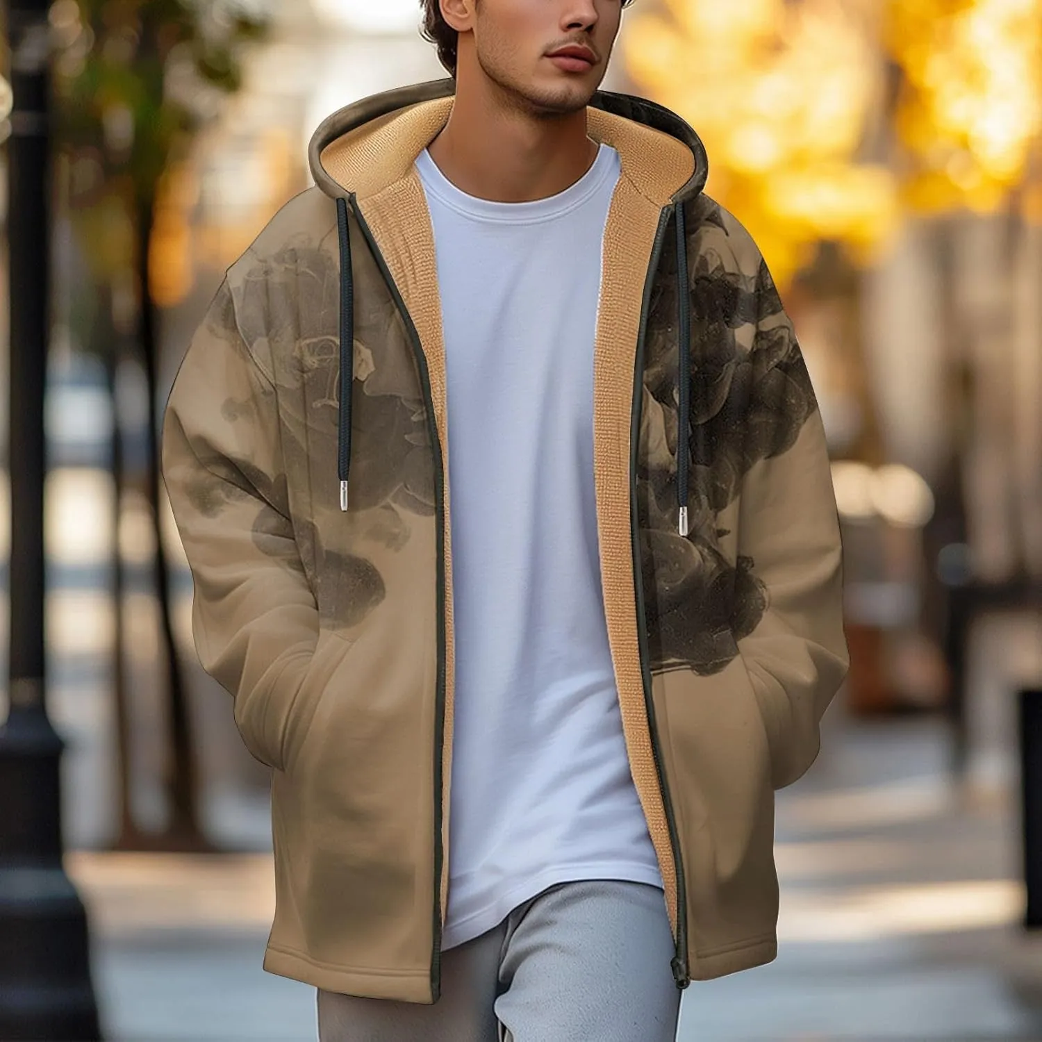 Mens Sherpa Hoodie Zip Up Heavyweight Fleece Hoodies Winter Warm Casual Sweatshirt