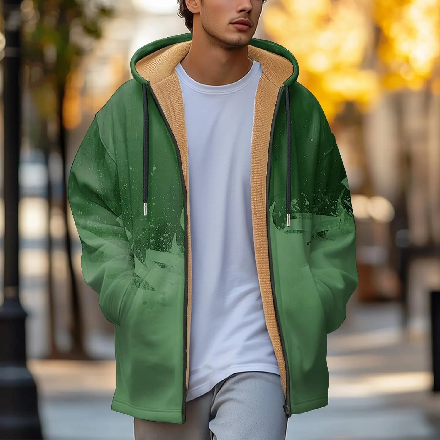 Mens Sherpa Lined Hoodie Full-Zip Casual Warm Sweatshirt Fleece Thick Thermal Hoodies