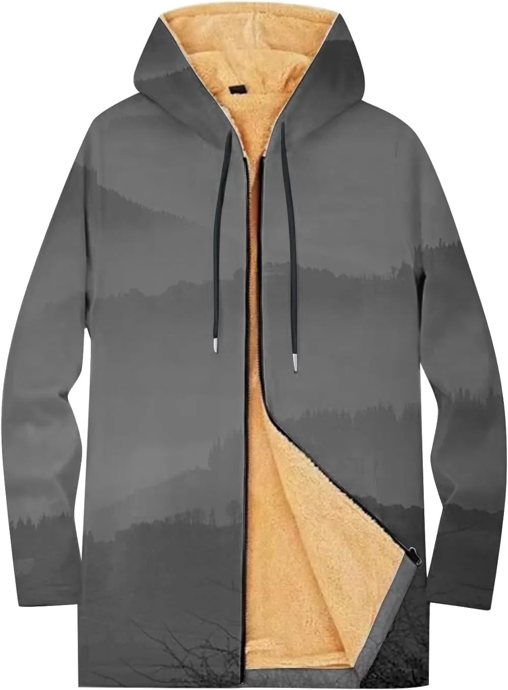 Mens Sherpa Lined Hoodie Full-Zip Heavyweight Fleece Sweatshirt Casual Winter Thermal Hooded