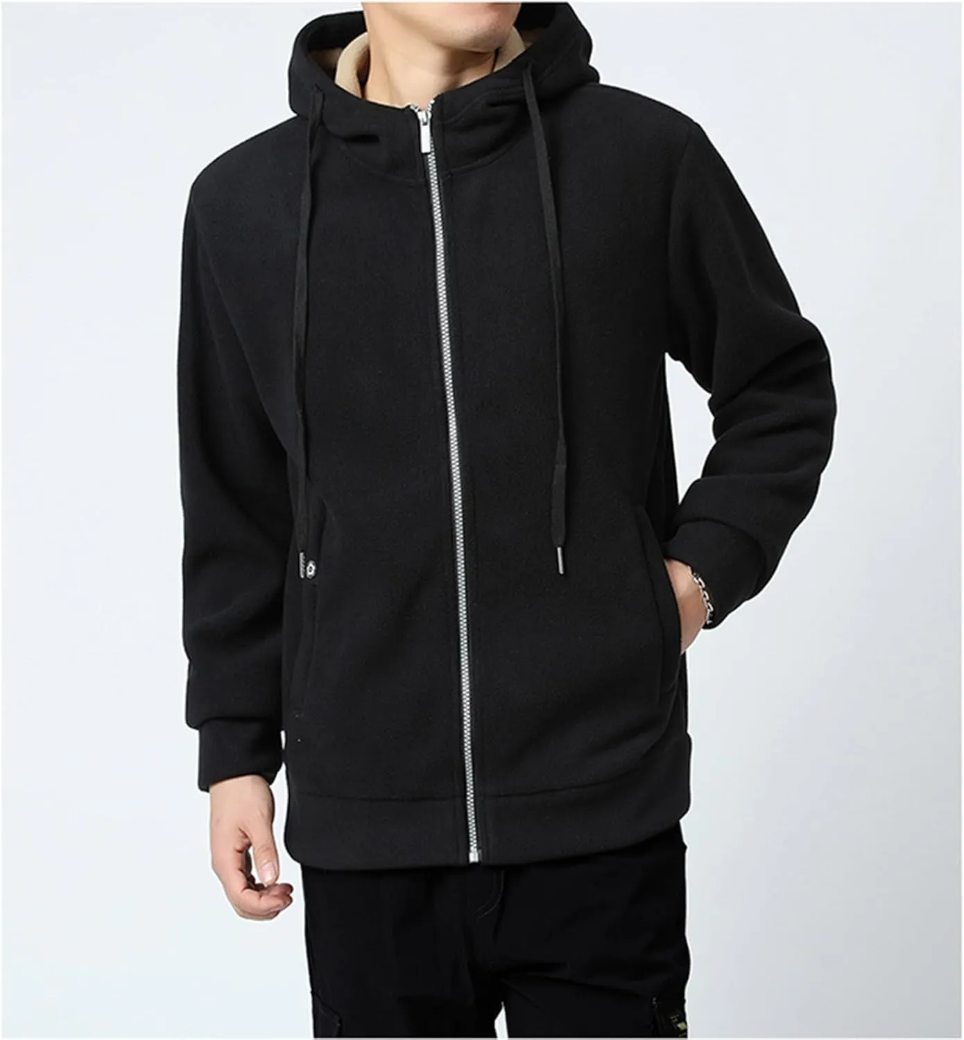 Mens Sherpa Lined Hoodie Zip Up Heavyweight Thermal Sweatshirt Winter Casual Fleece Hoodies