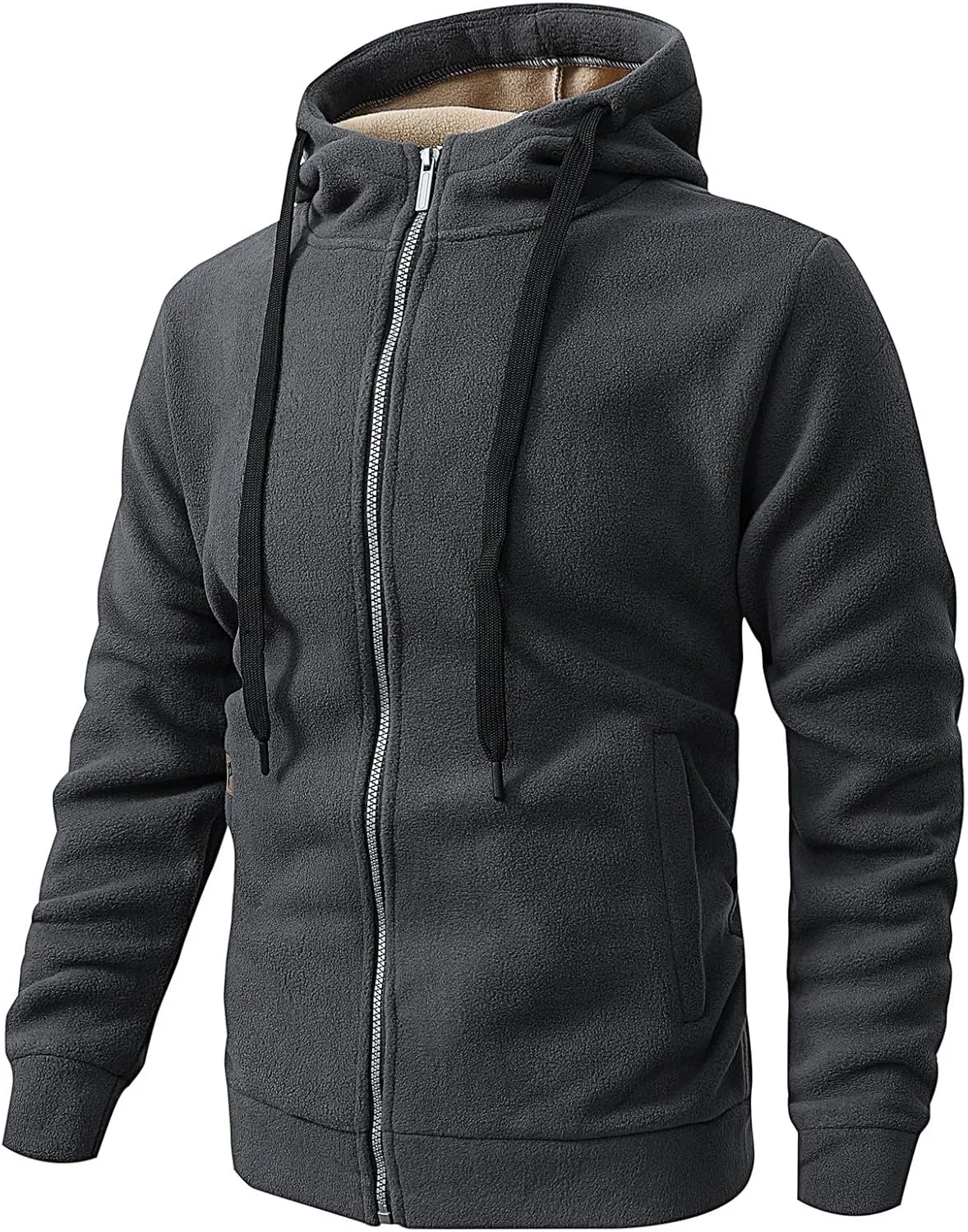 Mens Sherpa Lined Hoodie Zip Up Heavyweight Thermal Sweatshirt Winter Casual Fleece Hoodies
