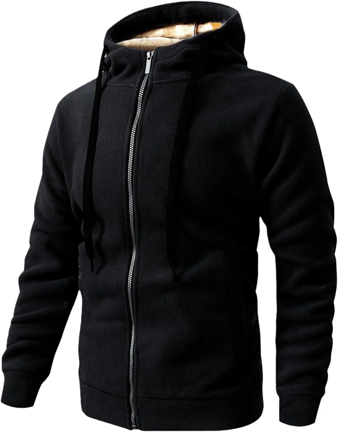 Mens Sherpa Lined Hoodie Zip Up Heavyweight Thermal Sweatshirt Winter Casual Fleece Hoodies