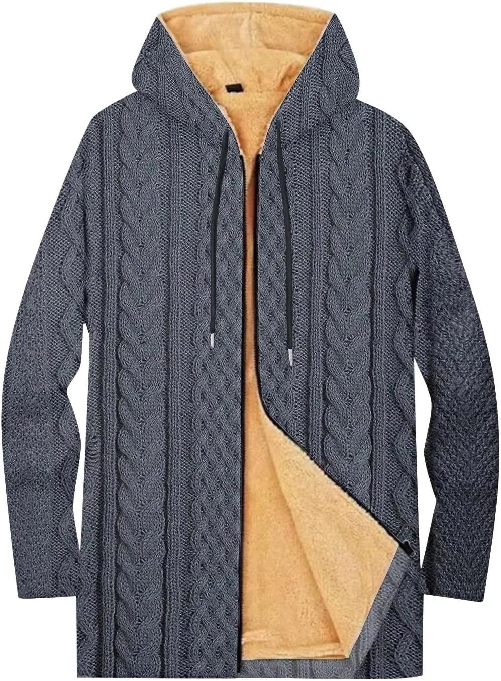 Mens Sherpa Lined Hoodie Zip Up Warm Heavyweight Hoodies Fleece Winter Thick Sweatshirt