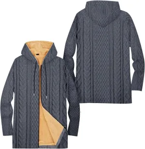 Mens Sherpa Lined Hoodie Zip Up Warm Heavyweight Hoodies Fleece Winter Thick Sweatshirt