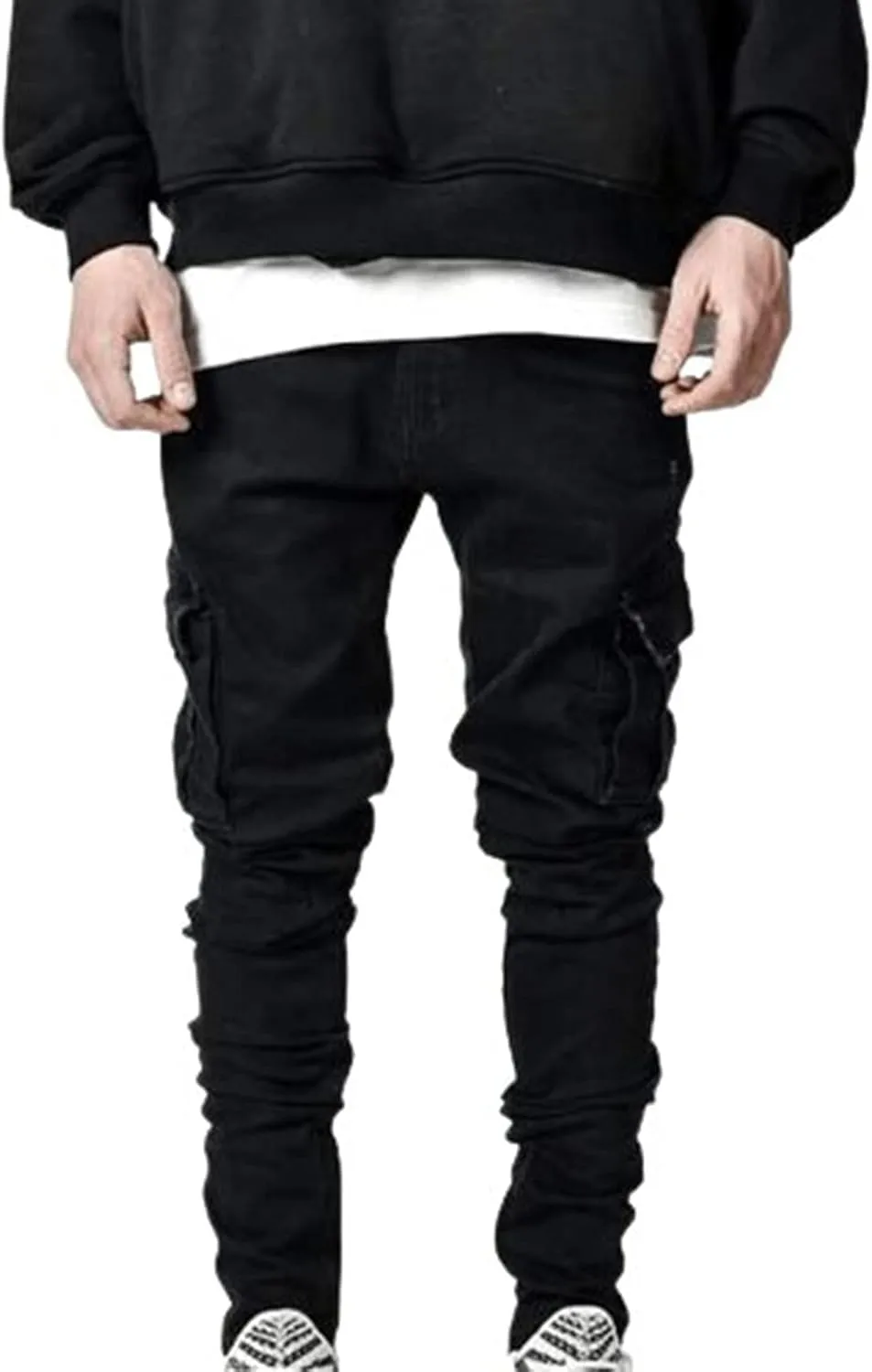 Mens Slim Fit Jeans Basic Denim Casual Cargo Work Trousers Stretch Skinny Trouser Straight Leg Jeans Tactical Pants
