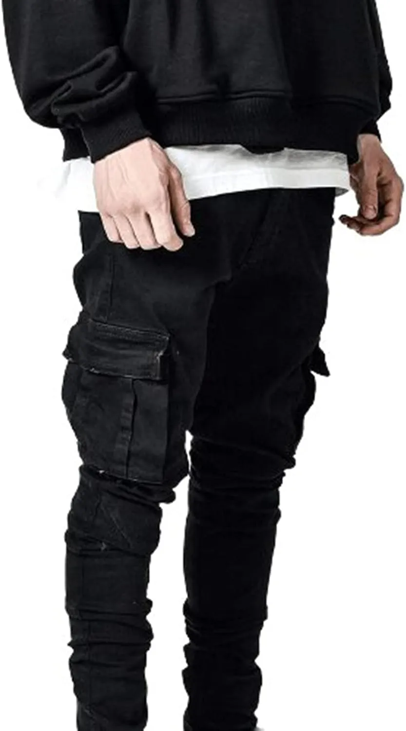 Mens Slim Fit Jeans Basic Denim Casual Cargo Work Trousers Stretch Skinny Trouser Straight Leg Jeans Tactical Pants