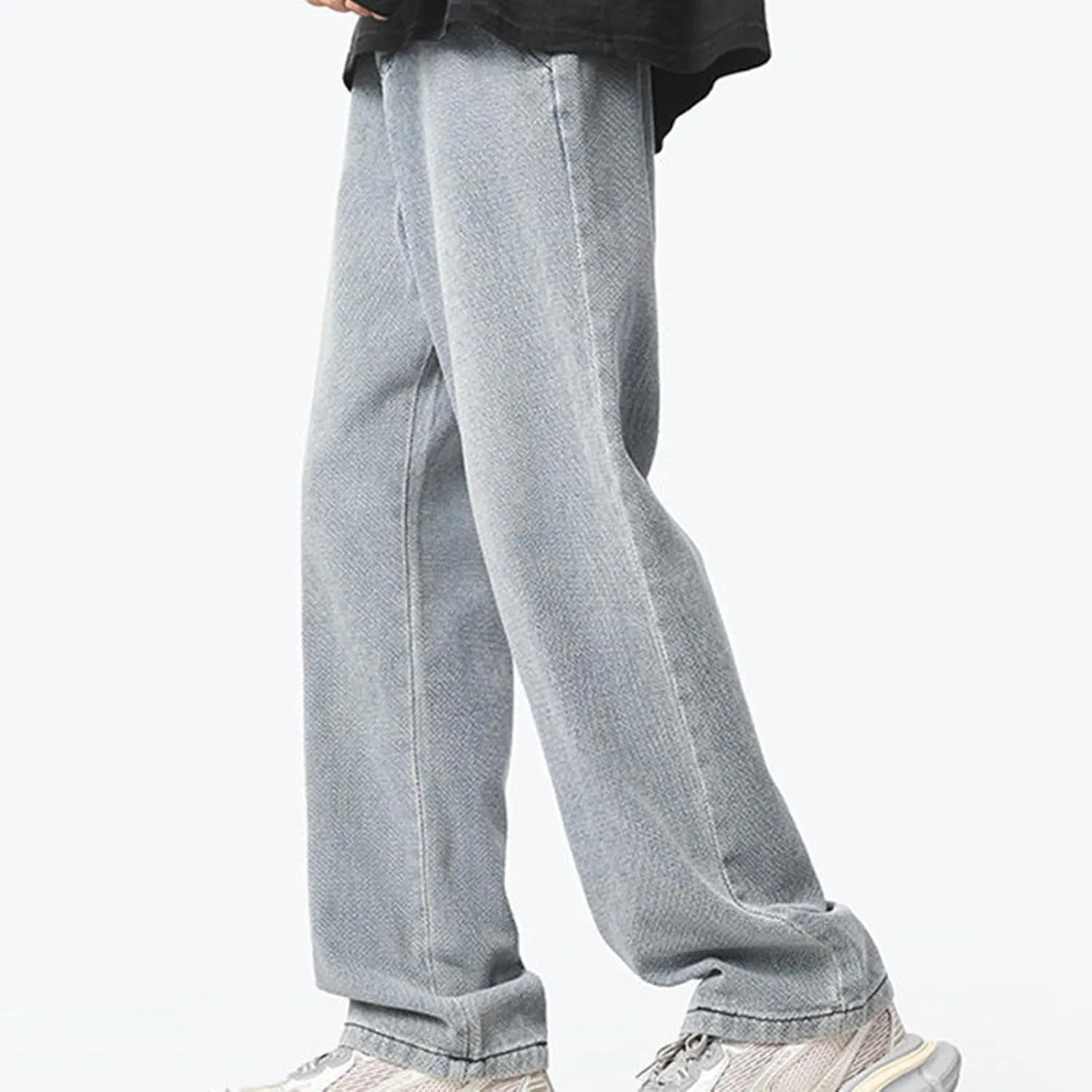 Men's Straight Leg Jeans Relaxed Fit Denim Pants Vintage Loose Trousers