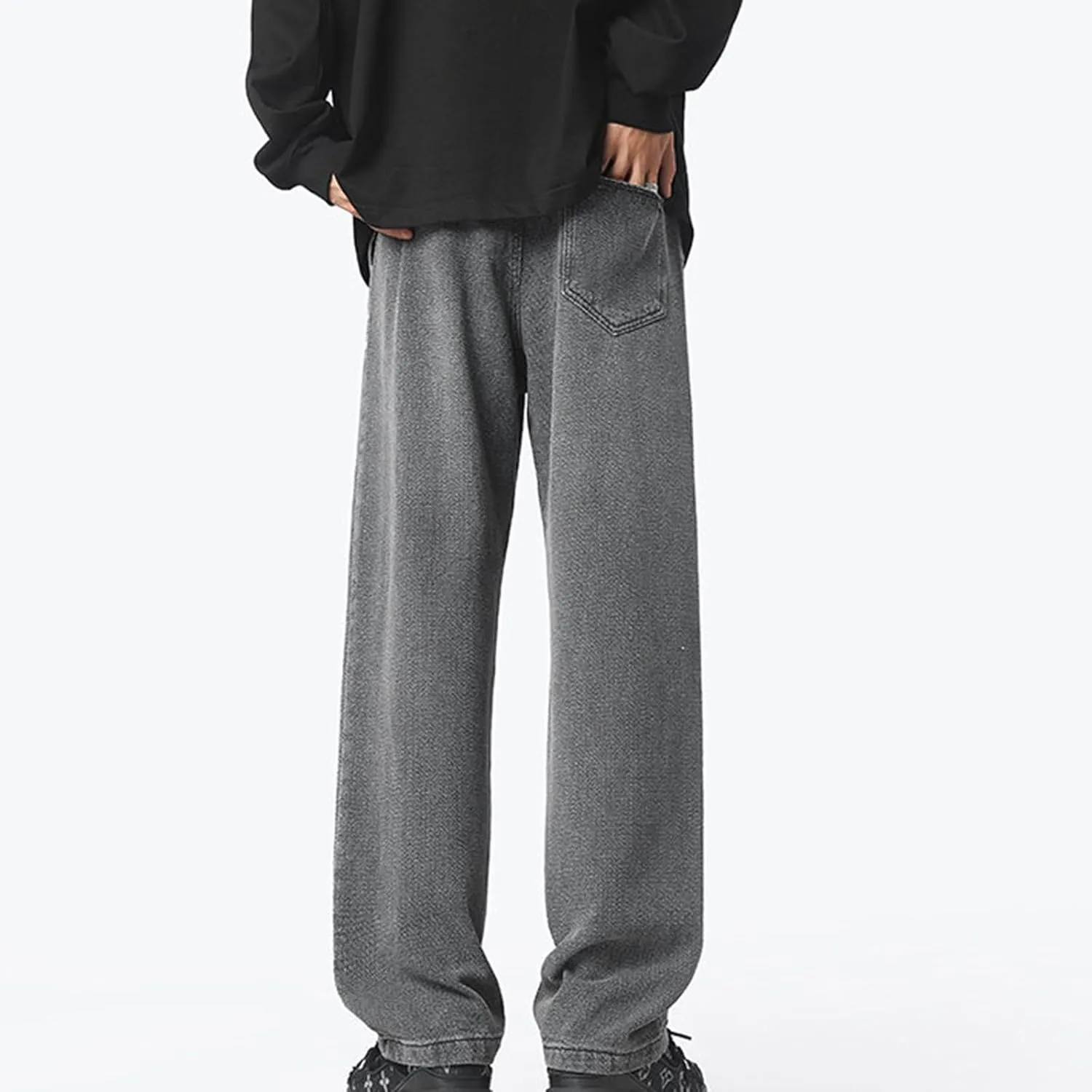 Men's Straight Leg Jeans Relaxed Fit Denim Pants Vintage Loose Trousers