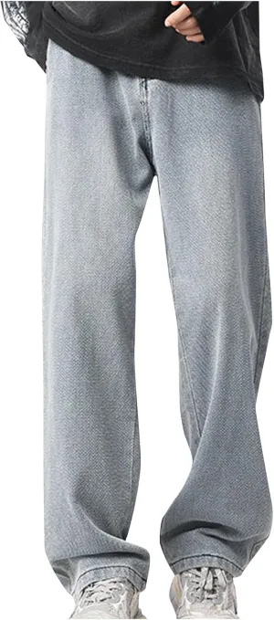 Men's Straight Leg Jeans Relaxed Fit Denim Pants Vintage Loose Trousers