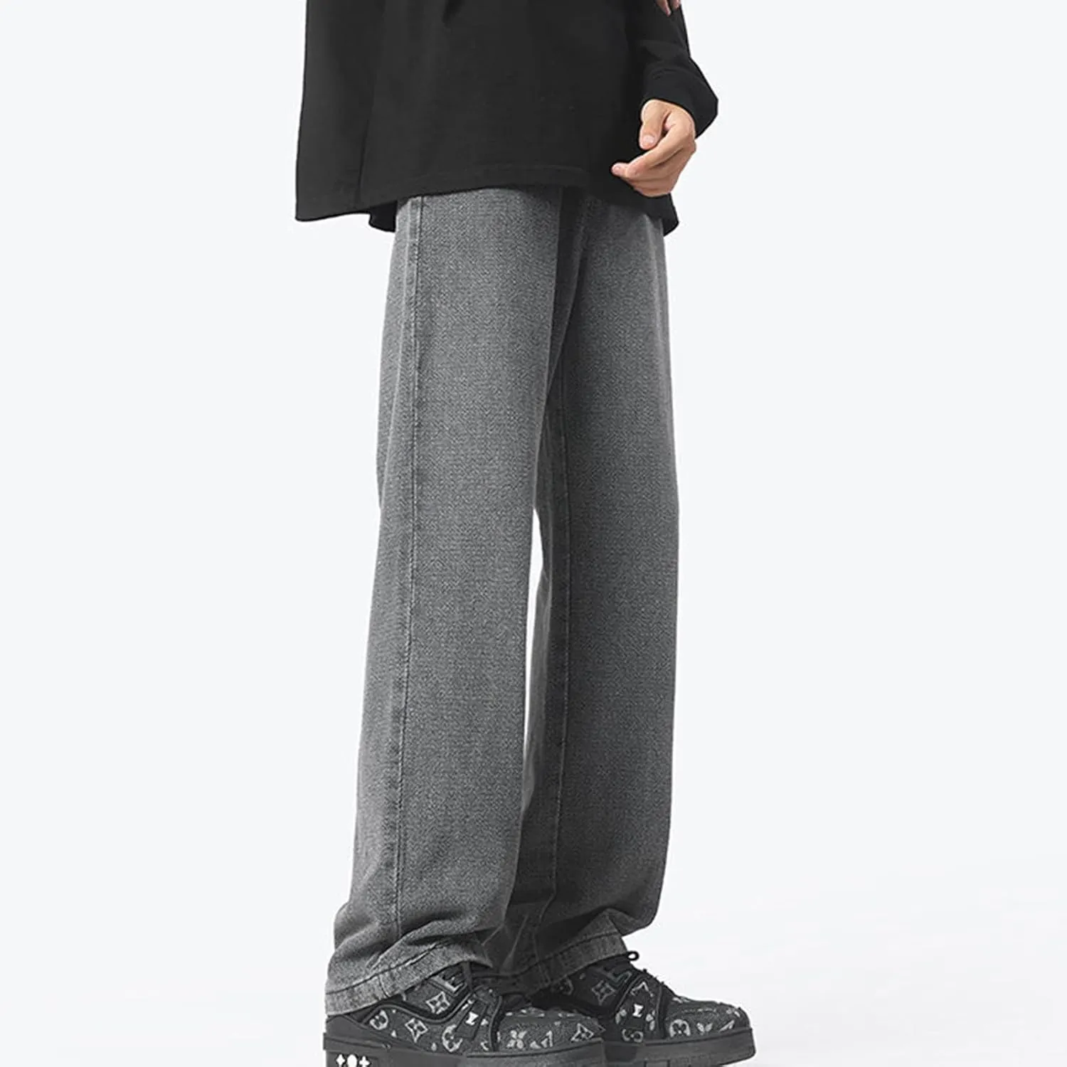 Men's Straight Leg Jeans Relaxed Fit Denim Pants Vintage Loose Trousers