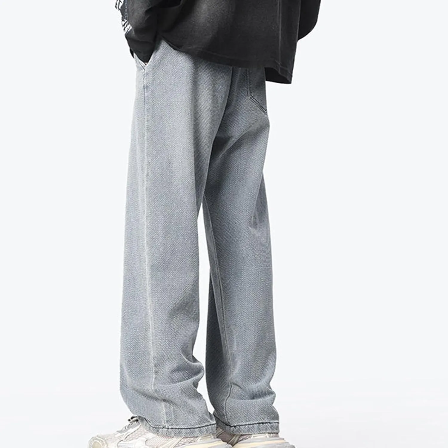 Men's Straight Leg Jeans Relaxed Fit Denim Pants Vintage Loose Trousers