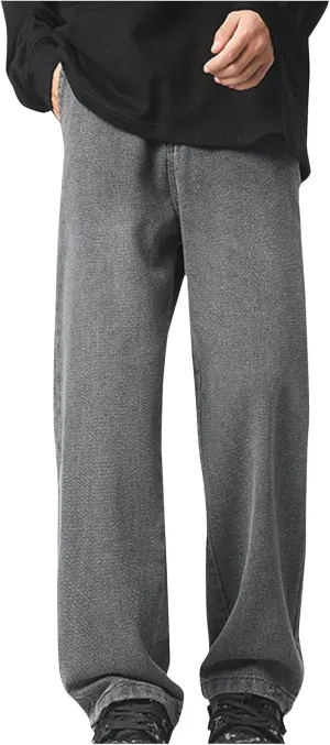 Men's Straight Leg Jeans Relaxed Fit Denim Pants Vintage Loose Trousers