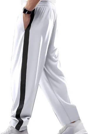 Men's Tear Away Basketball Pants High Split Snap Button Casual Sweatpants with Pockets Straight Leg Loose Beach ﻿