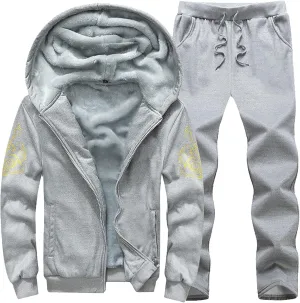 Men's Tracksuits 2 Piece Fleece Lined Tracksuit Set Outfits Jogging Sweatsuit Outdoor Athletic Hoodies Sweatpant Sets