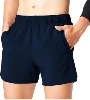 Men's Workout Running Shorts Summer Quick Dry Active Shorts with Zipper Pockets Casual Elastic Waist Athletic Short