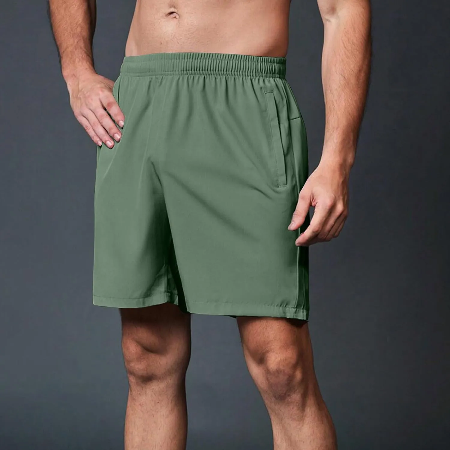 Men's Workout Training Shorts Summer Quick Dry Athletic Crop Pants Casual Elastic Waist Running Shorts with Pockets