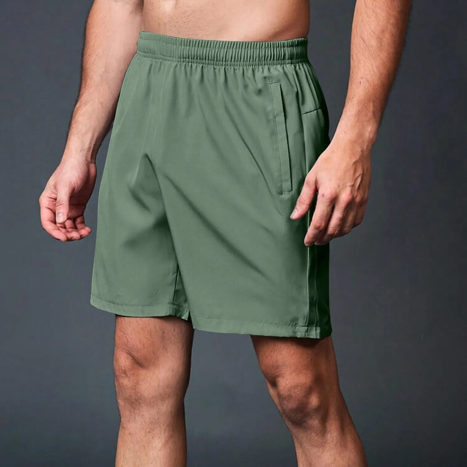Men's Workout Training Shorts Summer Quick Dry Athletic Crop Pants Casual Elastic Waist Running Shorts with Pockets