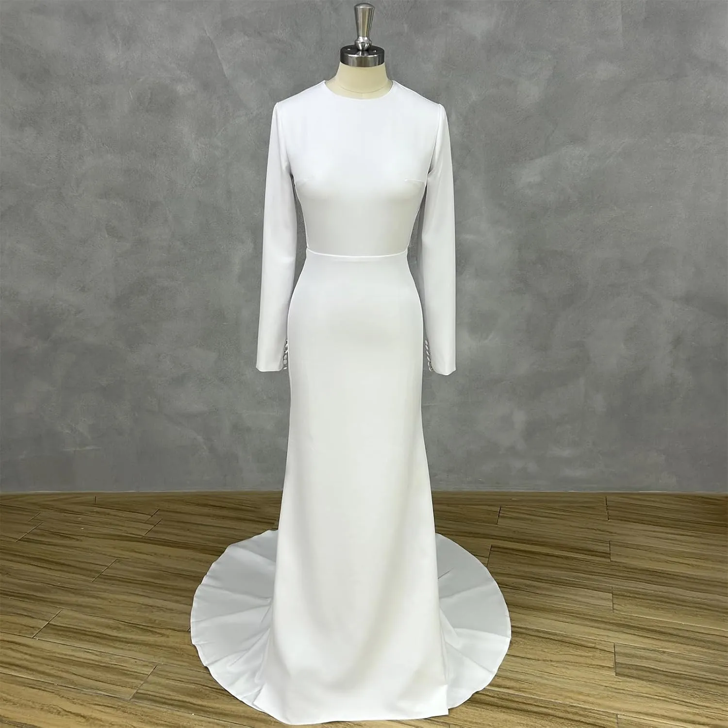Mermaid Backless Satin Wedding Dresses for Bride Long Sleeve Bridal Gown Simple Engagement Dress with Train 2025