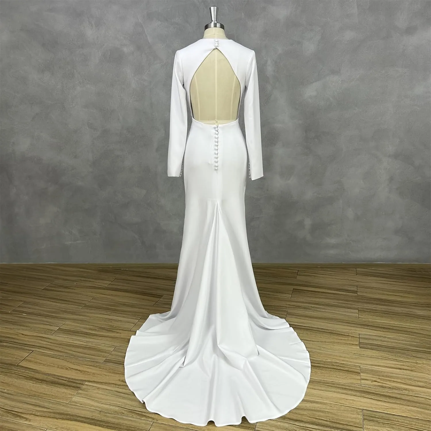 Mermaid Backless Satin Wedding Dresses for Bride Long Sleeve Bridal Gown Simple Engagement Dress with Train 2025