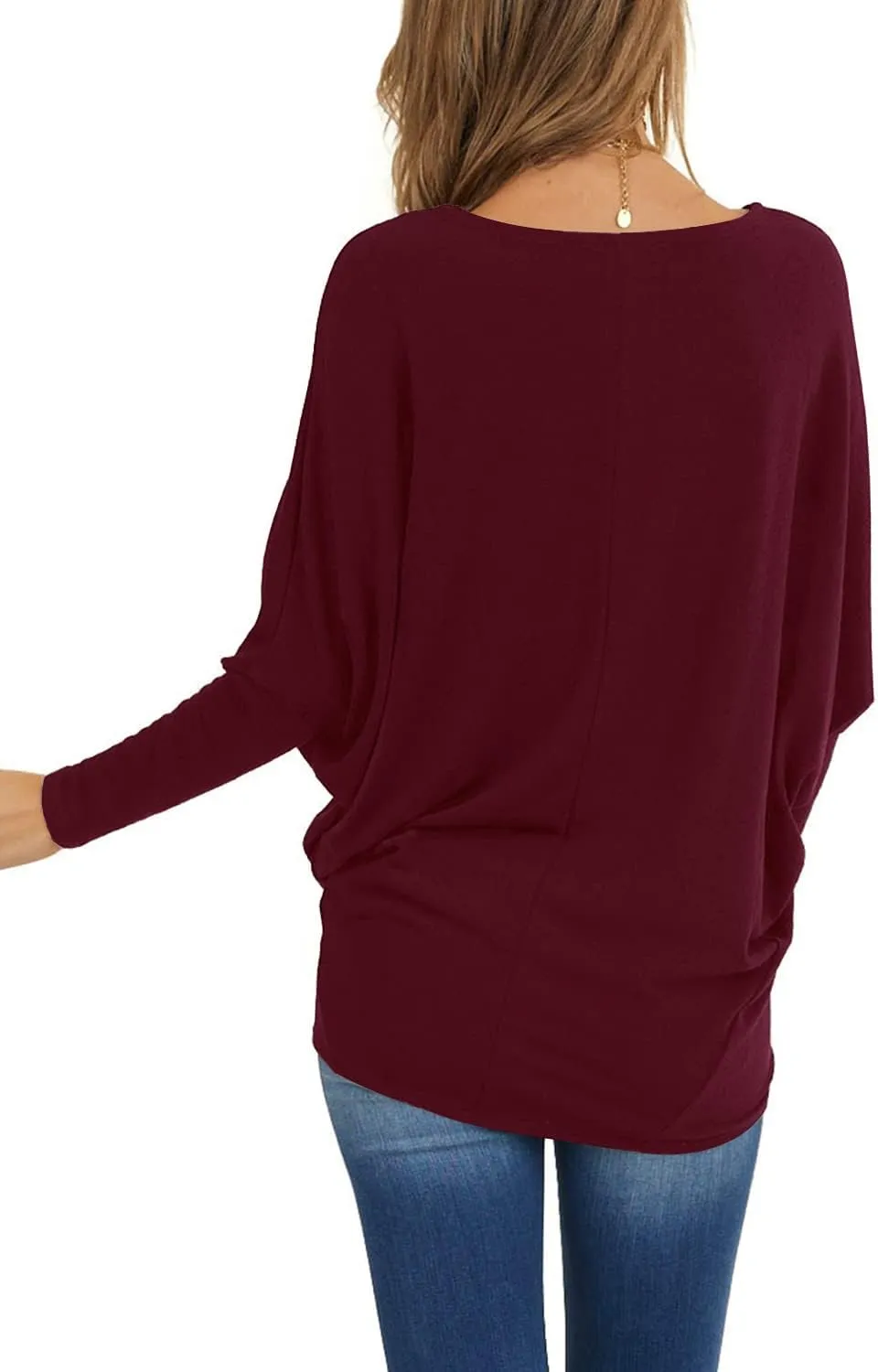 MIHOLL Womens Long Sleeve Batwing Casual Loose Dolman T-Shirt Blouse Tops