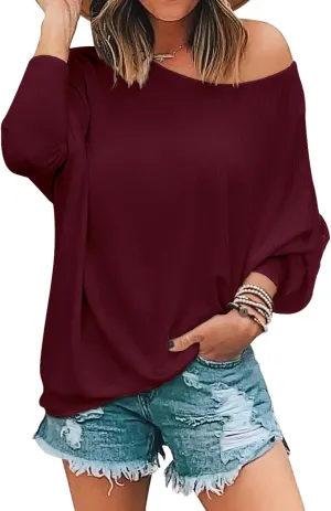 MIHOLL Womens Long Sleeve Batwing Casual Loose Dolman T-Shirt Blouse Tops
