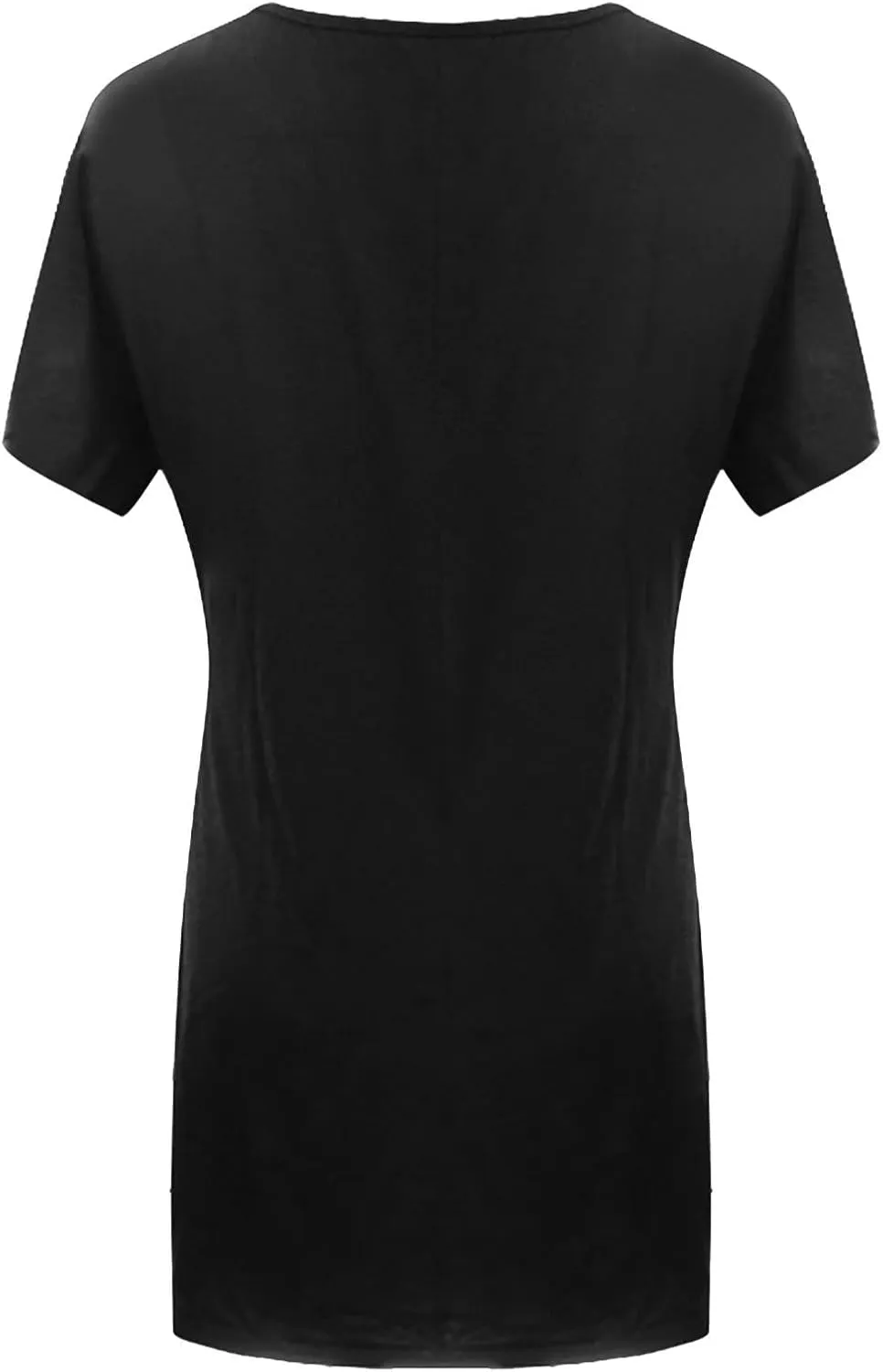 Miyaomn Women's Long Tunic Tops to Wear with Leggings Trendy Short Sleeve Loose Blouse Plus Size Casual Solid V Neck T Shirts