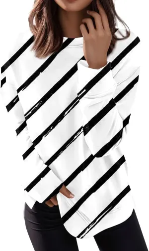 Miyaomn Women's Loose Crew Neck Sweatshirts Plus Size Fashion Printed Long Sleeve Tunic Top 2024 Casual Pullover Fall Outfits