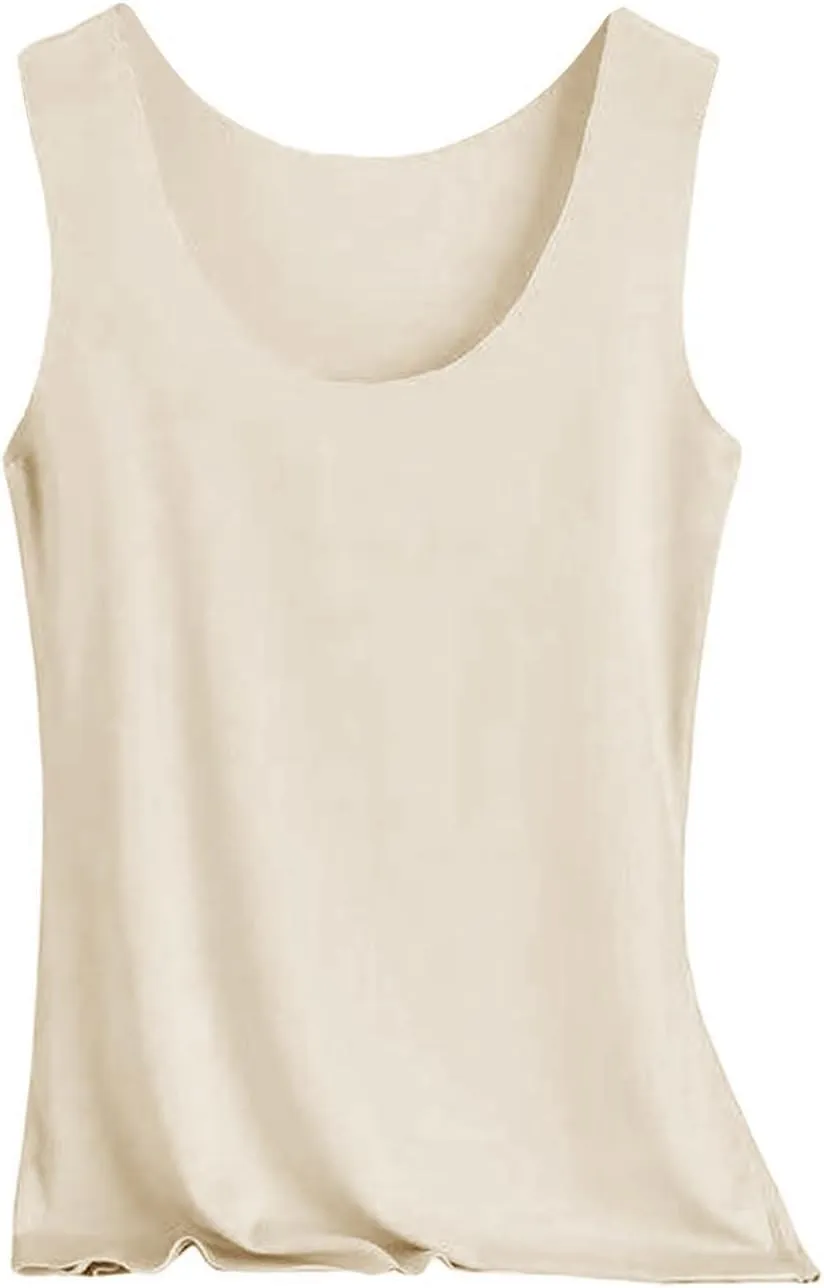 Miyaomn Workout Tank Top for Women Double Lined U Neck Sleeveless Padded Basic Crop Tops Athletic Camisoles with Built in Bra