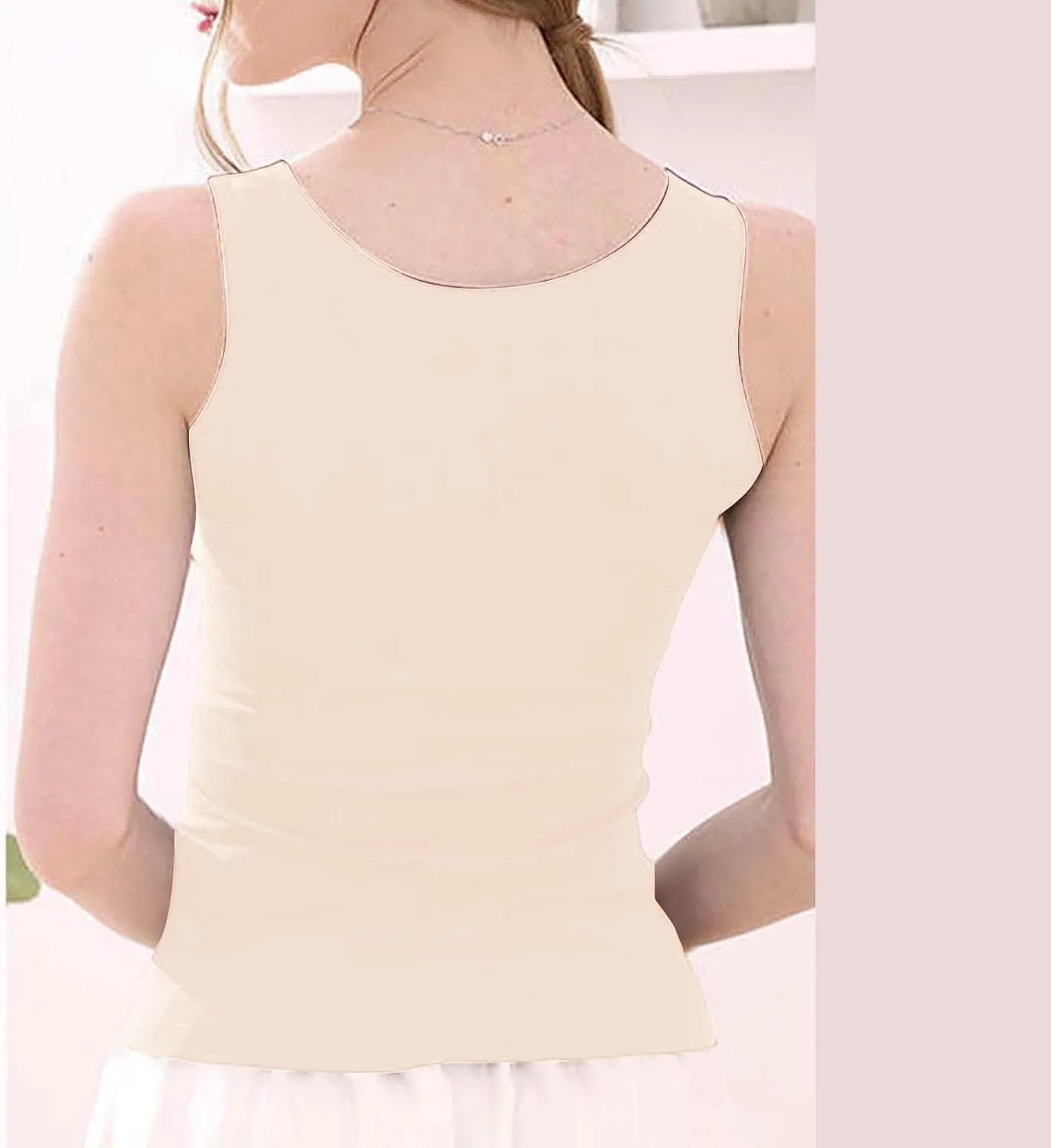Miyaomn Workout Tank Top for Women Double Lined U Neck Sleeveless Padded Basic Crop Tops Athletic Camisoles with Built in Bra