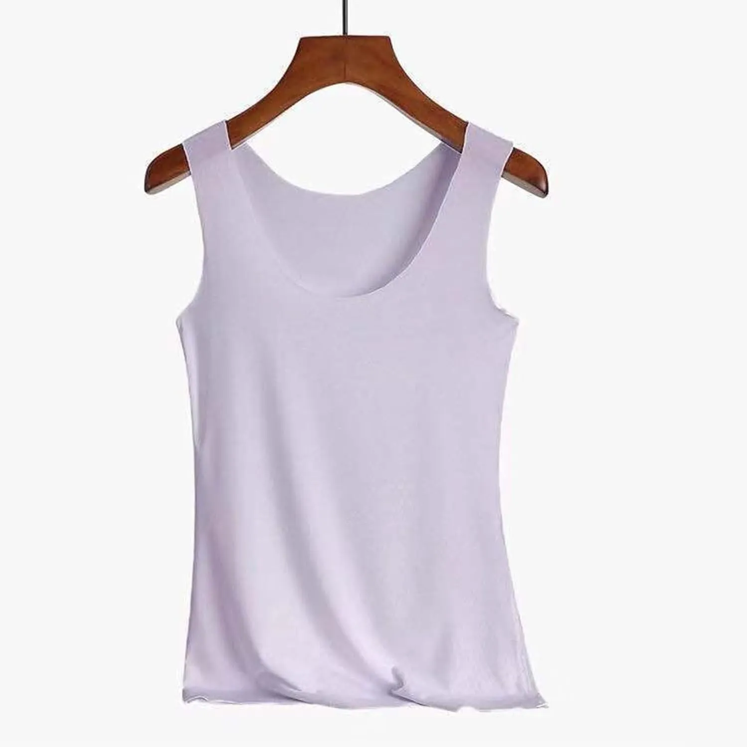 Miyaomn Workout Tank Top for Women Double Lined U Neck Sleeveless Padded Basic Crop Tops Athletic Camisoles with Built in Bra