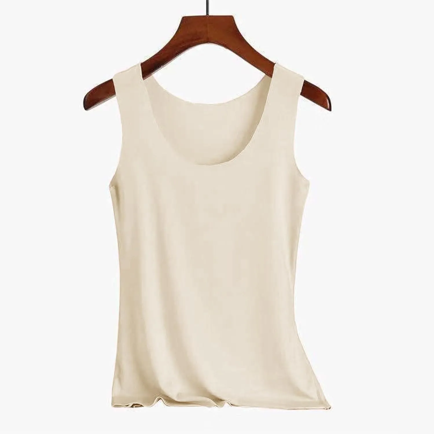 Miyaomn Workout Tank Top for Women Double Lined U Neck Sleeveless Padded Basic Crop Tops Athletic Camisoles with Built in Bra