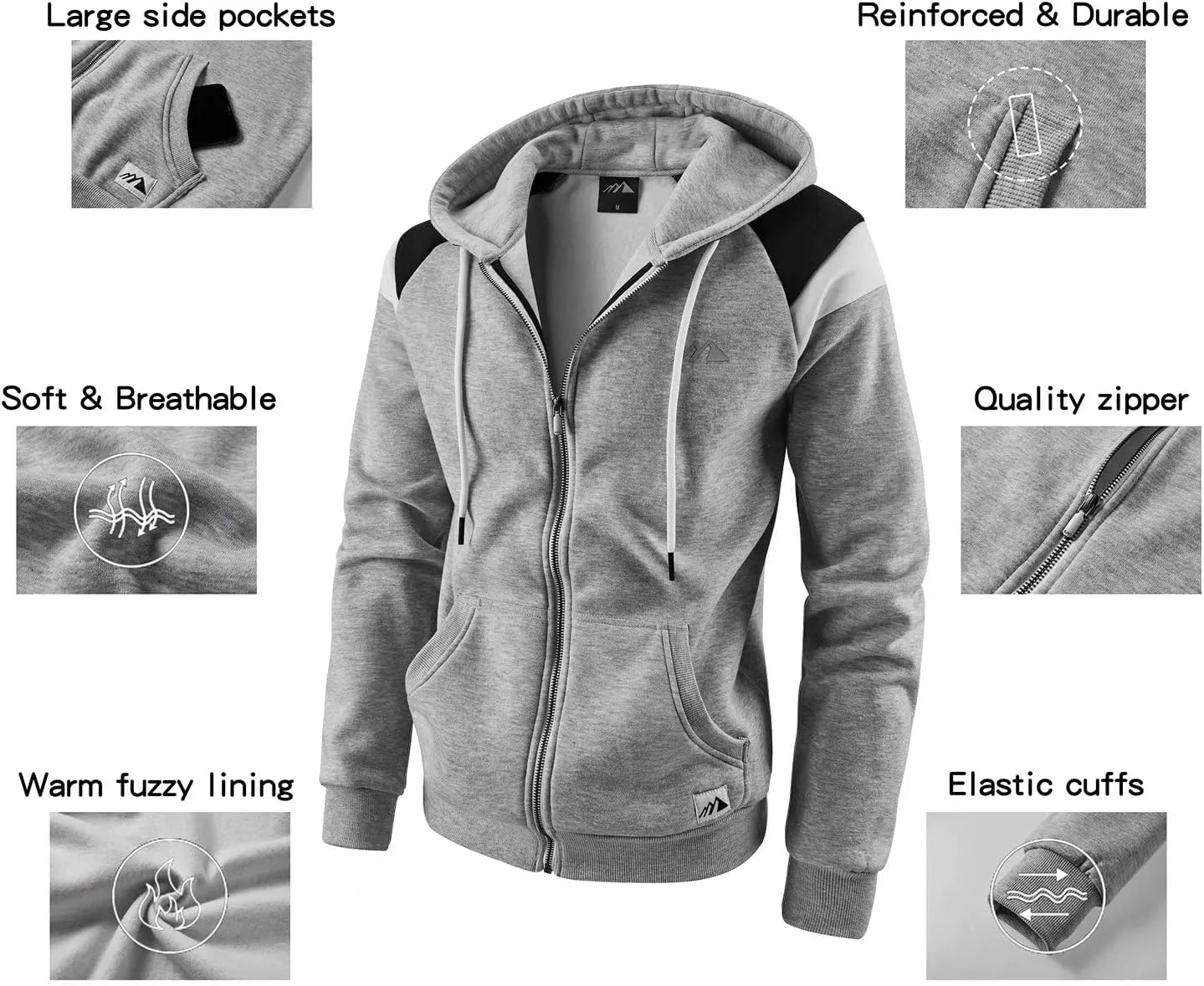 OHSNMAKSL Hoodies for Men sherpa Warm Fleece Hoodie Jacket Sweatshirt Full Zip Sport Workout Coats