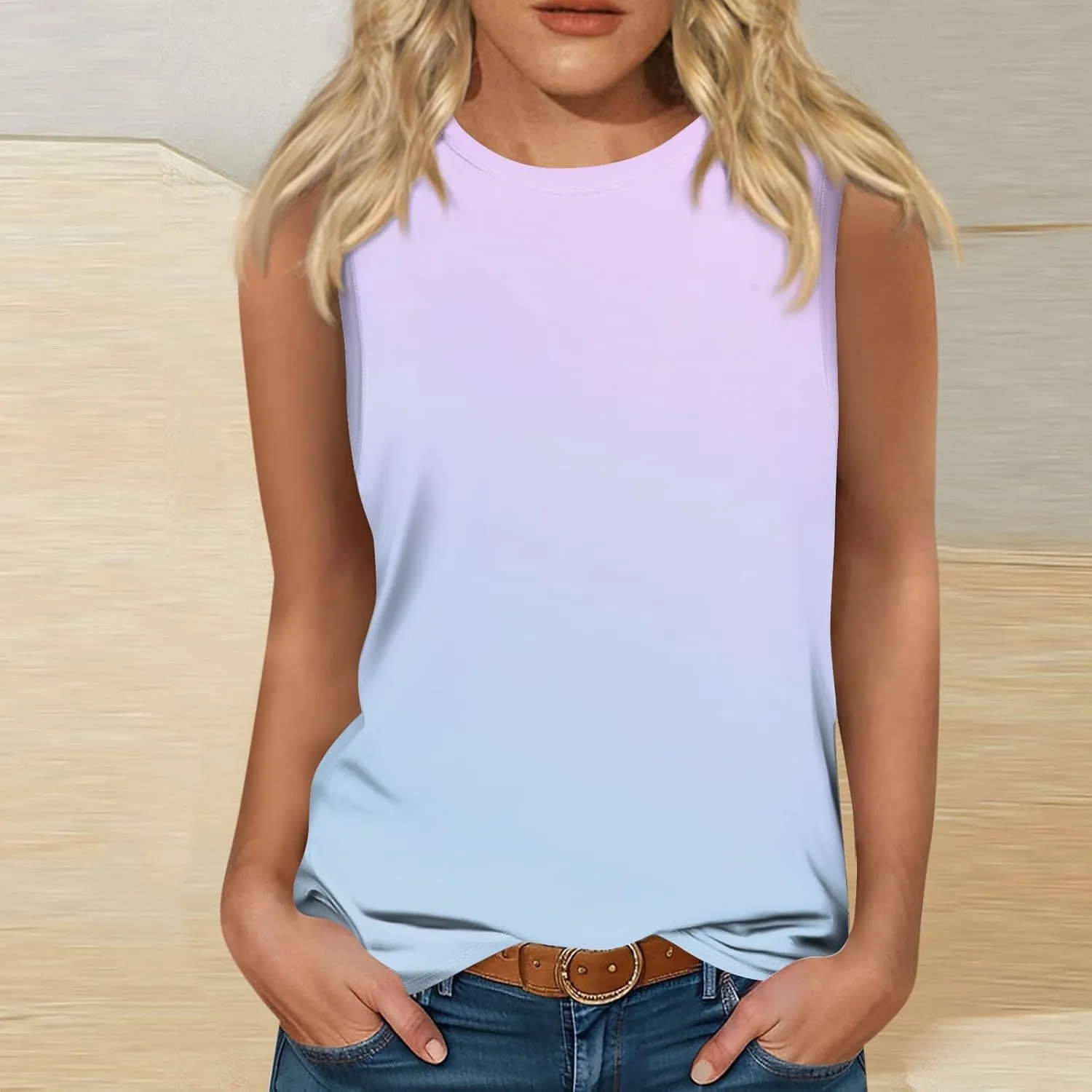OIOLOYJM Spring Summer Workout Tank Tops for Women 2025 Sleeveless Plus Size Oversized Shirts Blouses Beach Clothes for Women