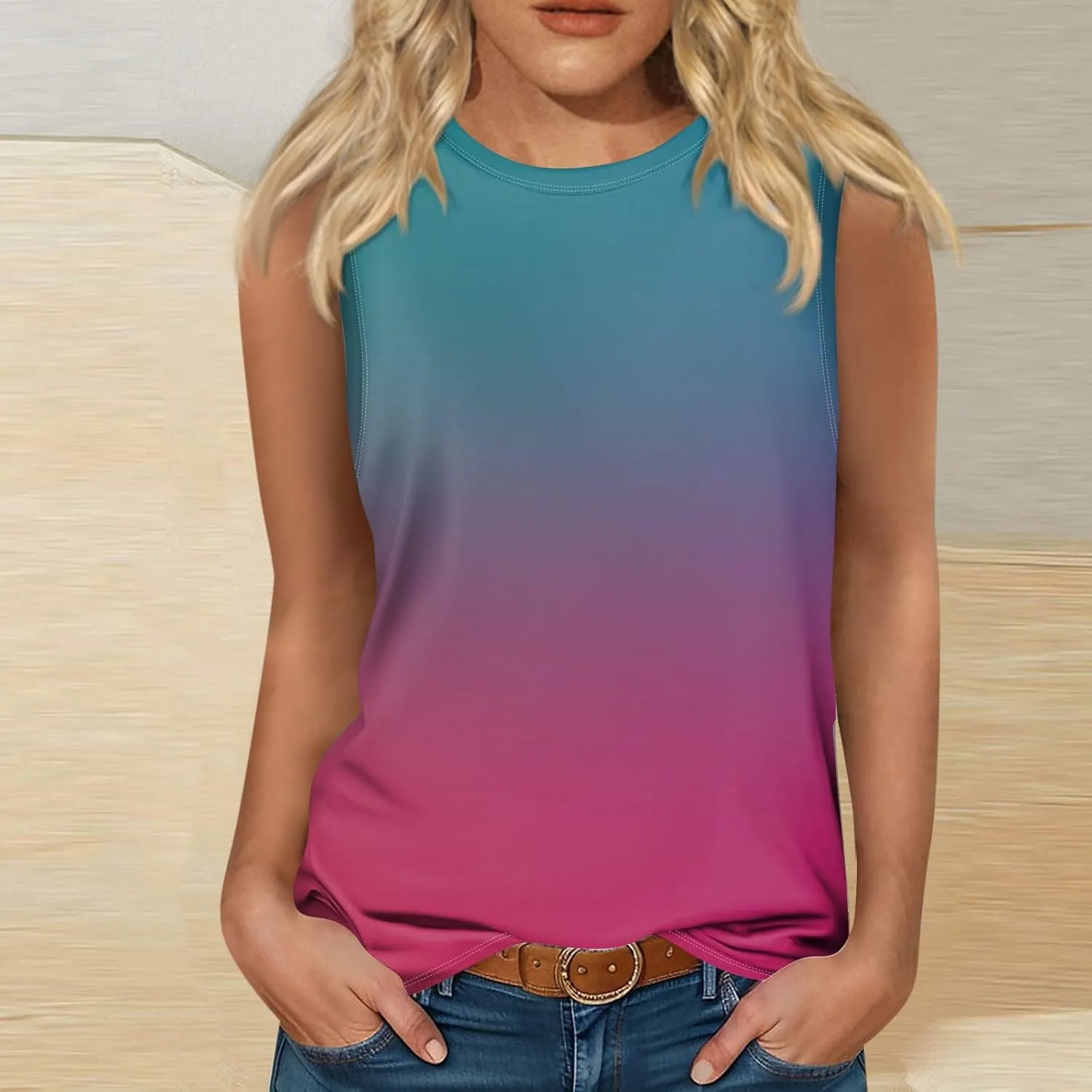 OIOLOYJM Spring Summer Workout Tank Tops for Women 2025 Sleeveless Plus Size Oversized Shirts Blouses Beach Clothes for Women