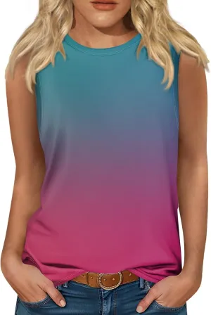 OIOLOYJM Spring Summer Workout Tank Tops for Women 2025 Sleeveless Plus Size Oversized Shirts Blouses Beach Clothes for Women