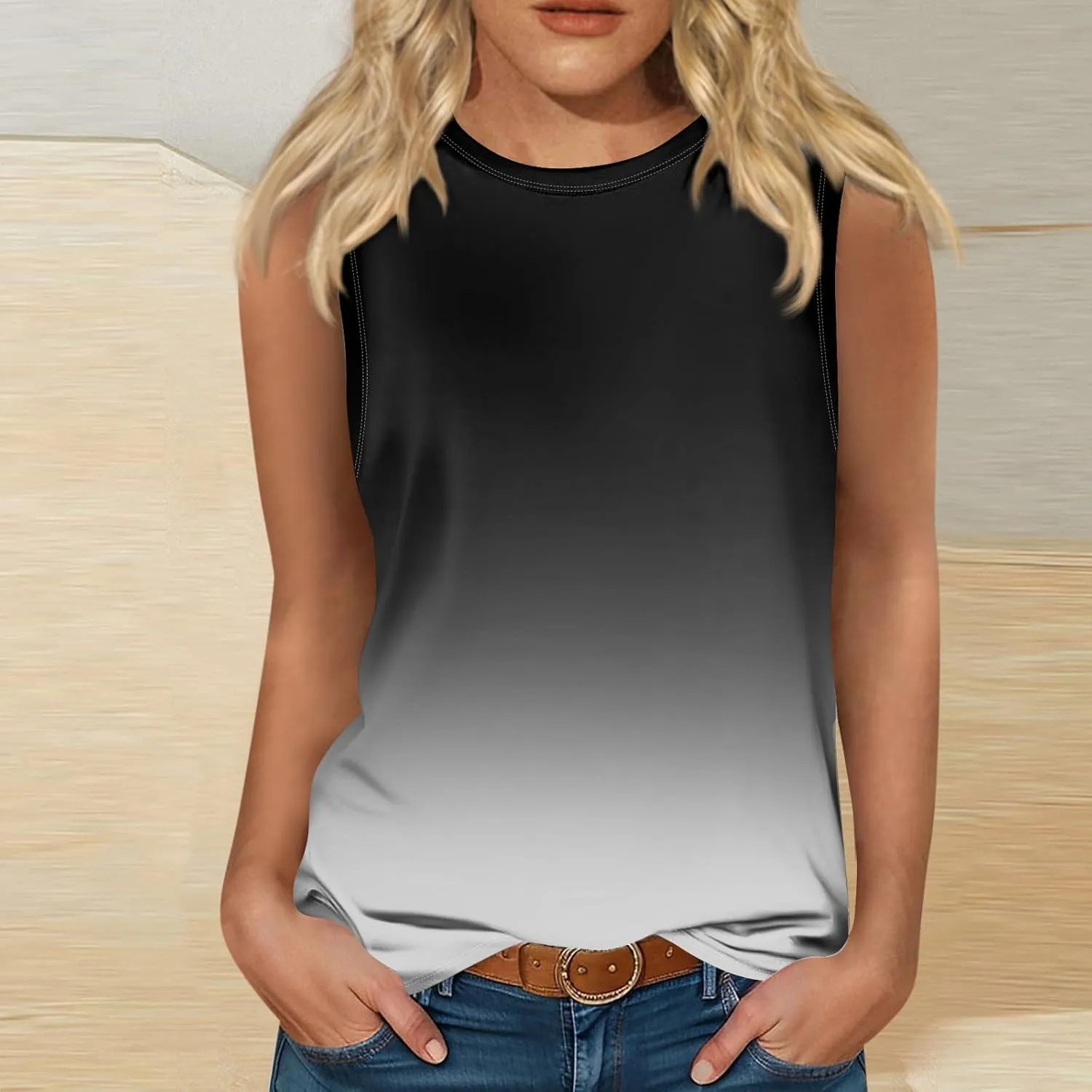 OIOLOYJM Spring Summer Workout Tank Tops for Women 2025 Sleeveless Plus Size Oversized Shirts Blouses Beach Clothes for Women