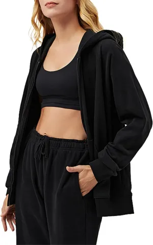 Oversized Hoodie Women Double Zip Up Sweatshirts with Pocket for Teen Girl Fleece Hoodies