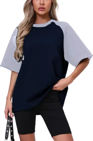 Oversized Short Sleeve T Shirts for Women Summer Workout Casual Tops Loose Fit Cute Basic Tees