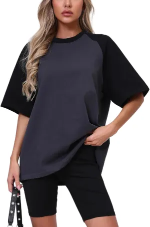 Oversized Short Sleeve T Shirts for Women Summer Workout Casual Tops Loose Fit Cute Basic Tees