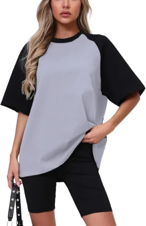 Oversized Short Sleeve T Shirts for Women Summer Workout Casual Tops Loose Fit Cute Basic Tees