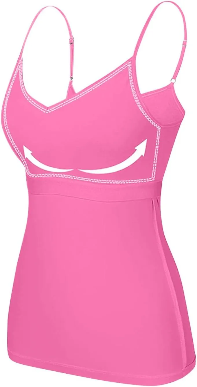 Palaver Womens Tank Tops With Built In Bras Summer Plus Size Padded Workout Tops Casual Crew Neck Sleeveless Camisole