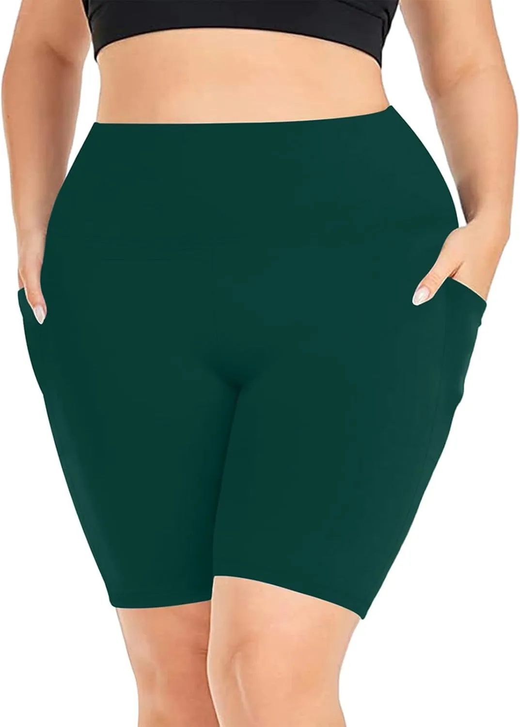 Plus Size Shorts for Women Stretch High Waist Workout Biker Short Leggings with Pocket Summer Fashion Fitness Shorts