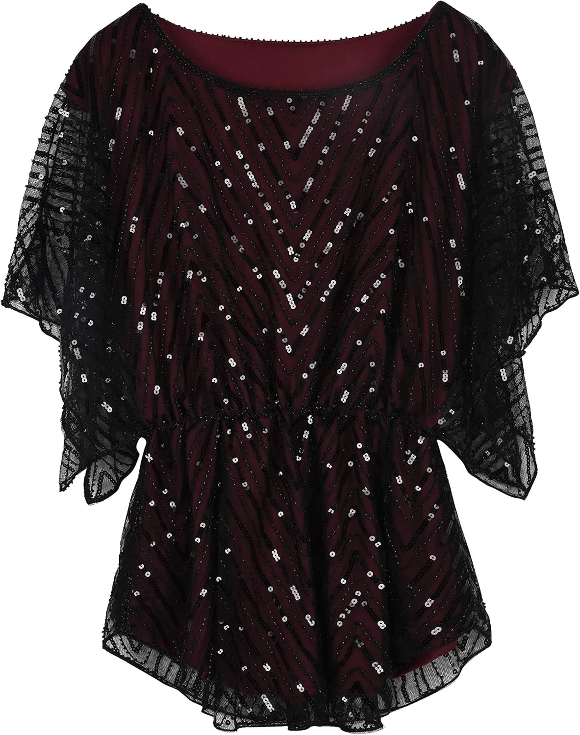 PrettyGuide Women's Sequin Blouse Tops Sparkly Beaded Evening Formal Party Dressy Tops